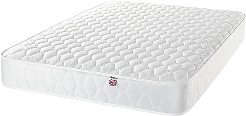 Aspire Beds Diamond Hybrid + Sprungfeder-und Ökoschaum, mittlere Härte, Supreme Economy Matratze, Memory Polyurethan-Schaum Schaumstoff, weiß, Kleines Doppelbett von Aspire Beds