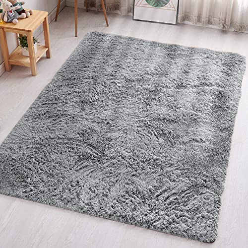 Aspire Homeware Teppiche Wohnzimmer – Grauer Bereich Teppiche für Schlafzimmer, rutschfest – super weich, flauschig, groß, zottelig, dicker Flor, fusselfrei, 80 cm x 150 cm von Aspire Homeware