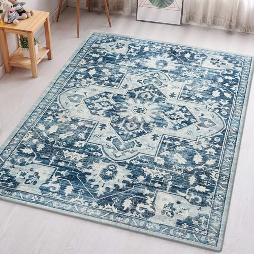 Aspire Homeware Teppiche für Schlafzimmer Wohnzimmer – traditionelle Teppiche 40 x 60 cm, ruhiger Kaschmir-Stil, weicher, kurzer Flor, Vintage-Teppich – Teppich für Esszimmer, leicht zu reinigen von Aspire Homeware