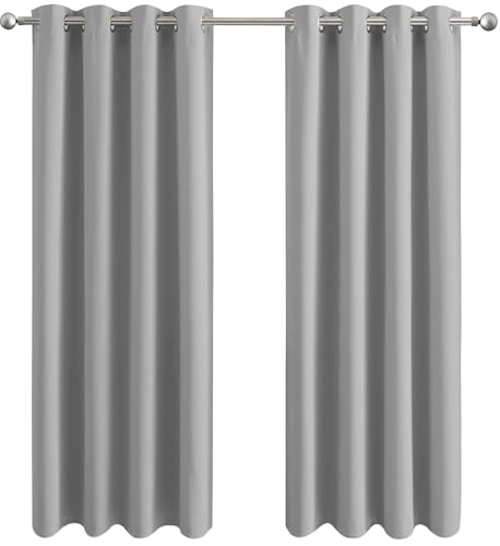 Aspire Homeware Verdunkelungsvorhänge für Wohnzimmer – Hellgrau mit Ösen, Schlafzimmer, superweich, Fensterbehandlungen, Ringvorhang mit Raffhaltern, 168 x 183 cm, 2 Paneele von Aspire Homeware