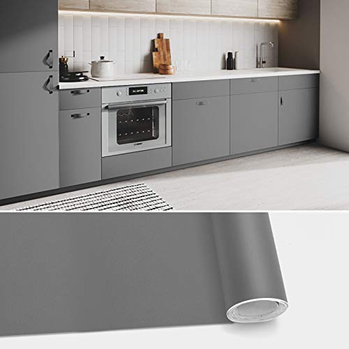 Möbelfolie Klebefolie Möbel 61x500cm Folie Selbstklebend Dunkelgrau Selbstklebende Tapeten Dekorfolie PVC Folie Möbel Klebefolie Küche Möbelsticker küchenfolie für Möbel Küche Küchenschrank von Aso