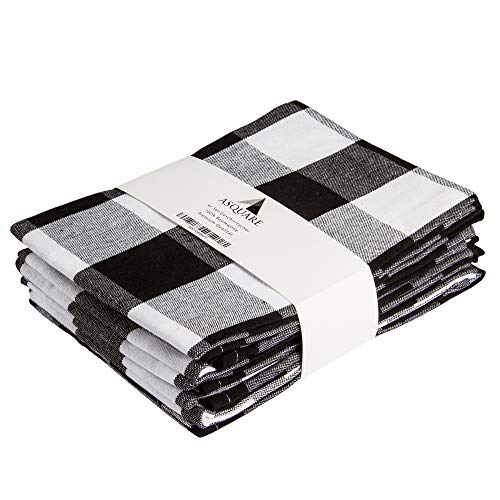 Asquare 4er Set Geschirrtücher Baumwolle 50x70 cm | schwarz-weiß Karierte Geschirrhandtücher | Küchenhandtücher zum Abtrocknen | 220g/m² Küchentücher von Asquare