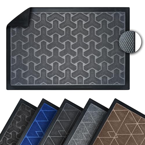 Asquare Fußmatte für Innen und Außen - Türvorleger Indoor Outdoor - Schmutzfangmatte in verschiedenen Größen - Sauberlaufmatte (Grau Grid, 40 x 60)… von Asquare