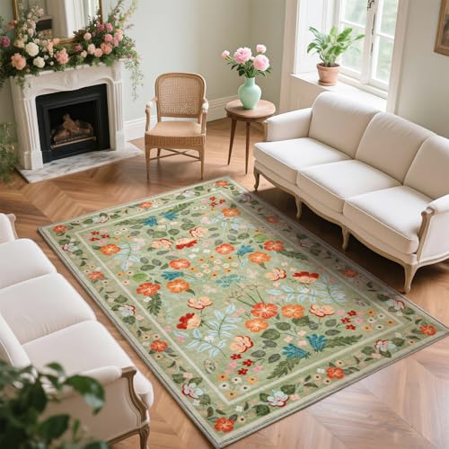 Asrug Flroal Teppiche für Wohnzimmer, 12,7 x 17,8 cm, rutschfeste Teppiche für Schlafzimmer, Innenbereich, Esszimmer, Teppiche unter dem Tisch, Teppich für Küche, Büro, Grün, 1,5 x 2,1 m Asrug Flroal Teppiche für Wohnzimmer, 12,7 x 17,8 cm, rutschfeste Teppiche für Schlafzimmer, Innenbereich, Esszimmer, Teppiche unter dem Tisch, Teppich für Küche, Büro, Grün, 1,5 x 2,1 m von Asrug
