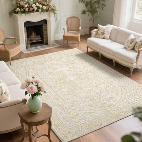 Asrug Große Vintage-Teppiche für Wohnzimmer, 20,3 x 25,4 cm, Beige, rutschfeste Teppiche für Schlafzimmer, Innenbereich, Esszimmer, Teppiche unter dem Tisch, Teppich für Küche, Büro, Beige, 2,3 x 3 m Asrug Große Vintage-Teppiche für Wohnzimmer, 20,3 x 25,4 cm, Beige, rutschfeste Teppiche für Schlafzimmer, Innenbereich, Esszimmer, Teppiche unter dem Tisch, Teppich für Küche, Büro, Beige, 2,3 x 3 m von Asrug
