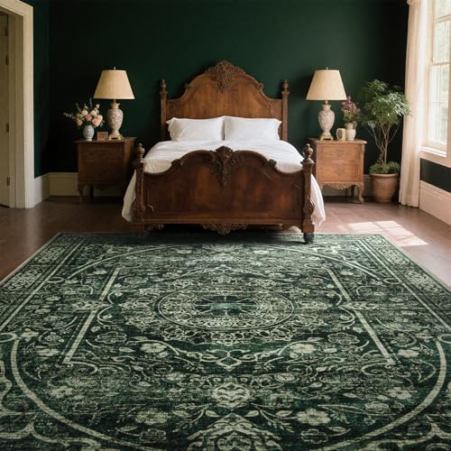 Asrug Große Vintage-Teppiche für Wohnzimmer, 20,3 x 25,4 cm, rutschfeste Teppiche für Schlafzimmer, Innenbereich, Esszimmer, Teppiche unter dem Tisch, Teppich für Küche, Büro, Grün, 2,4 x 3 m Asrug Große Vintage-Teppiche für Wohnzimmer, 20,3 x 25,4 cm, rutschfeste Teppiche für Schlafzimmer, Innenbereich, Esszimmer, Teppiche unter dem Tisch, Teppich für Küche, Büro, Grün, 2,4 x 3 m von Asrug