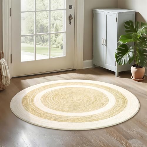 Asrug Kleiner runder Teppich, 60 cm, rutschfest, rund, für Küche, Bad, Wohnzimmer, Schlafzimmer, Kinderzimmer, weicher Überwurf, niedriger Flor, Beige/Braun Asrug Kleiner runder Teppich, 60 cm, rutschfest, rund, für Küche, Bad, Wohnzimmer, Schlafzimmer, Kinderzimmer, weicher Überwurf, niedriger Flor, Beige/Braun von Asrug