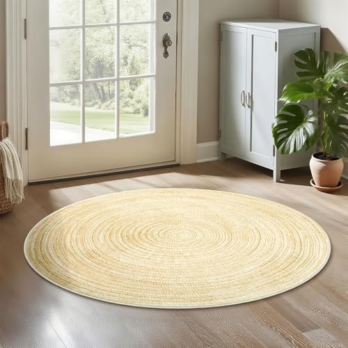 Asrug Kleiner runder Teppich, 91 cm, rutschfest, rund, für Küche, Bad, Wohnzimmer, Schlafzimmer, Kinderzimmer, Kunstwolle, weicher Überwurf, Bodenteppich, 91 cm, 91 cm, niedriger Flor, Beige Asrug Kleiner runder Teppich, 91 cm, rutschfest, rund, für Küche, Bad, Wohnzimmer, Schlafzimmer, Kinderzimmer, Kunstwolle, weicher Überwurf, Bodenteppich, 91 cm, 91 cm, niedriger Flor, Beige von Asrug