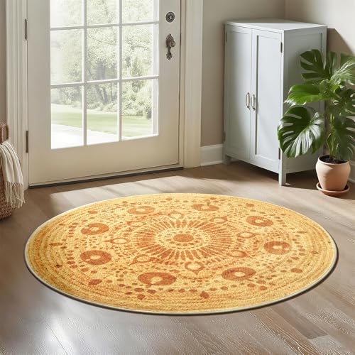 Asrug Kleiner runder Teppich, 91 cm, rutschfest, rund, für Küche, Bad, Wohnzimmer, Schlafzimmer, Kinderzimmer, Sonnendruck, weicher Teppich, niedriger Flor, Braun Asrug Kleiner runder Teppich, 91 cm, rutschfest, rund, für Küche, Bad, Wohnzimmer, Schlafzimmer, Kinderzimmer, Sonnendruck, weicher Teppich, niedriger Flor, Braun von Asrug
