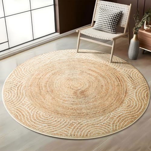 Asrug Runder Teppich für Esszimmer, 152 cm, rutschfest, maschinenwaschbar, Kreisteppiche für Wohnzimmer, Küche, Schlafzimmer, Kinderzimmer, Eingangsbereich, Spielzimmer, moderner weicher Überwurf Asrug Runder Teppich für Esszimmer, 152 cm, rutschfest, maschinenwaschbar, Kreisteppiche für Wohnzimmer, Küche, Schlafzimmer, Kinderzimmer, Eingangsbereich, Spielzimmer, moderner weicher Überwurf von Asrug