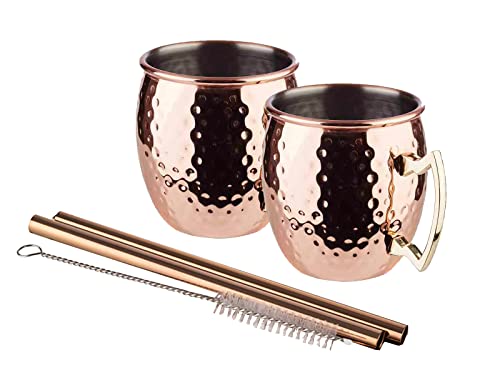 Moscow Mule Cocktail Set, 2x Becher in Kupfer glänzend mit Metall Strohhalm Moscow Mule Cocktail Set, 2x Becher in Kupfer glänzend mit Metall Strohhalm von Assheuer & Pott