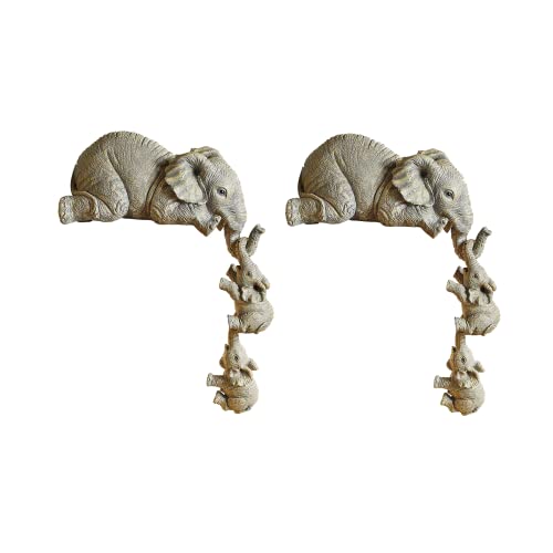 2 Stück Elefantenmutter Zwei Babys Ornament, Elefantensitzende Ornamente, Elefanten-Figuren Sammlung für Zuhause, Wohnzimmer, Schreibtisch-Ornamente (2 Stück) von Asslye