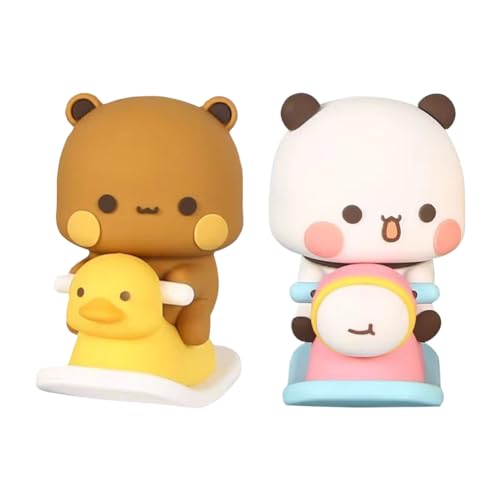 Asslye Bubu Dudu Wackelfigur, Panda-Bär Kawaii Auto Deko Ornament, Sammlerstück Tischdekoration, Niedlicher Spielzeug Geschenk für Kinder Mädchen Jungen, Büro Desktop Zimmer Dekoration (2pcs) von Asslye