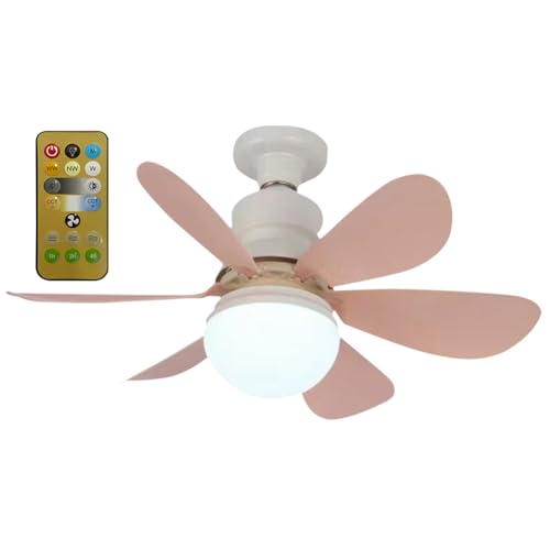 Asslye Deckenventilator mit Beleuchtung und Fernbedienung, E26/E27 Deckenlampe Mit Ventilator, 40W LED Deckenleuchte Mit Ventilator Einstellbare Windgeschwindigkeit, 3 Farbtemperatur,Timer von Asslye