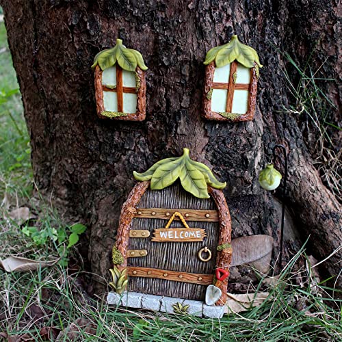 Asslye Feengarten Zubehör Outdoor,Baumstamm Deko Garten Gesicht Wichtelhaus Miniatur Bäume Deko von Asslye
