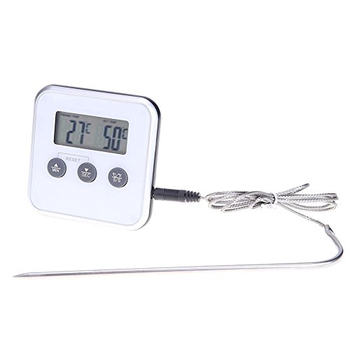 Fleischthermometer Digital Timer, magnetisch Grillthermometer mit Edelstahlsonde, Thermometer BBQ Fleisch Timer, Bratenthermometer Fleisch Timer Grill Backofen universell einsetzbar von Asslye