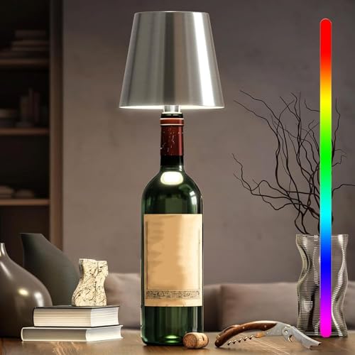 Lumelia Kabellose Flaschenlampe, Flaschenlampe Aufsatz led Aufladbar, Touch Dimmbare RGB Flaschenlichter, Metall Wasserdicht Flaschenlampen, für Restaurant & Bar von Asslye