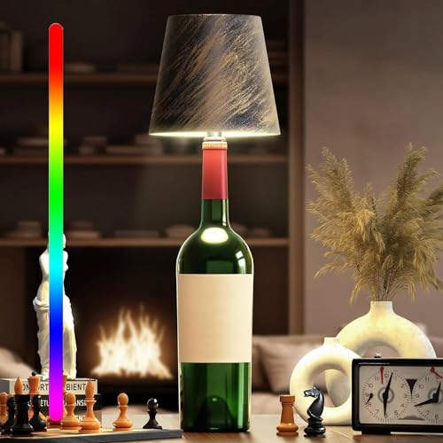 Lumelia Kabellose Flaschenlampe, Flaschenlampe Aufsatz led Aufladbar, Touch Dimmbare RGB Flaschenlichter, Metall Wasserdicht Flaschenlampen, für Restaurant & Bar von Asslye