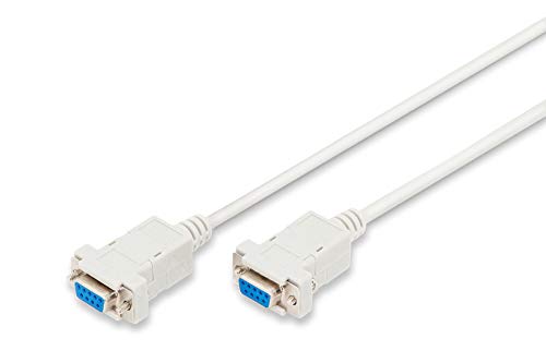 DIGITUS Null-Modem Kabel - D-Sub 9 zu D-Sub 9 - Buchse zu Buchse - 1.8m Anschluss-Kabel - Beige von DIGITUS