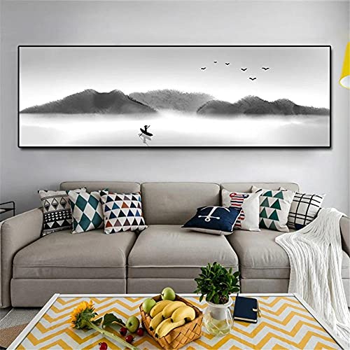 Diamond Painting,5d Full Diamant Painting Bilder,Schwarz-Weiß-Landschaft Diamant malerei Kits Malen nach Zahlen Erwachsene/Kinder,Mosaik Strass Stickerei Kreuzstich House Wall Dekoration 75x25cm von Assmy