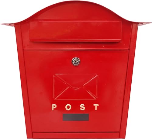ACL Briefkasten, Wandmontage, ideal zum Sichern von Briefen und Paketen, wasserdicht und langlebig, mit stilvollem, abschließbarem Design, Rot von Assorted Collections