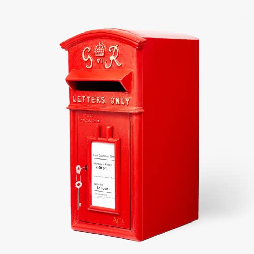 ACL GR Roter Briefkasten mit Schloss - Wandmontage Briefkasten - Abschließbarer Versandkarton Royal Mail Replica - Langlebiger Briefkasten aus Gusseisen von Assorted Collections