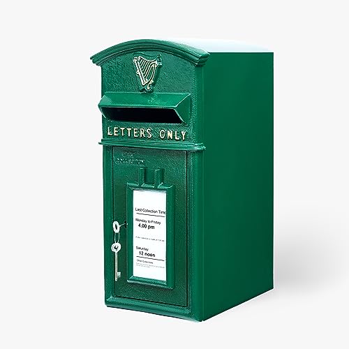 ACL Irish Green Briefkasten mit Schloss - Wandhalterung/Säulenmontage Briefkasten - Abschließbarer Briefkasten - Robuster Briefkasten aus Gusseisen von Assorted Collections