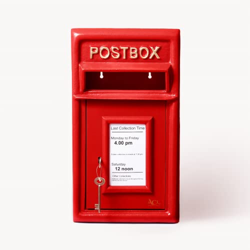 ACL Royal Mail Briefkasten - Roter Briefkasten mit Schloss - Säule/Wandbriefkasten - Abschließbarer Postkasten Royal Mail Replica - Robuster Briefkasten aus Gusseisen (Briefkasten ROT 17D x 44H) von Assorted Collections