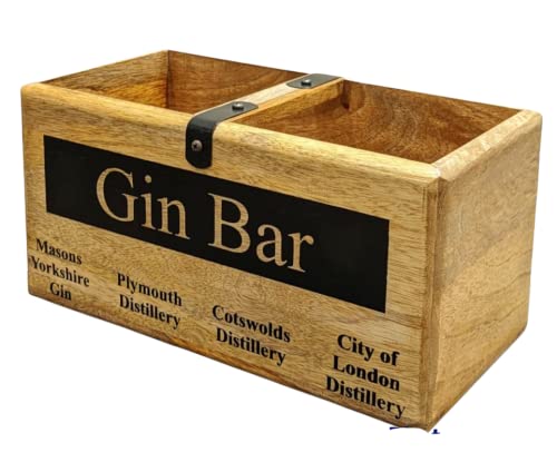 ACL Vintage Holzkiste - Gin Bar Stil Kiste ideal für Hausbar / Dekoration - Flaschenorganizer - Rustikale Holzkiste zur Aufbewahrung von Flaschen - Umweltfreundlicher Heim & Outdoor Bar Organizer von Assorted Collections