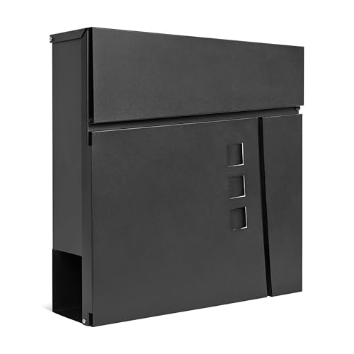 Assorted Collections Briefkasten zur Wandmontage, modernes Design mit Zeitungsfach, Sichtfenster, abschließbarer Briefkasten, Klappe, verdecktes Schloss, 37 x 10,5 x 37 cm Assorted Collections Briefkasten zur Wandmontage, modernes Design mit Zeitungsfach, Sichtfenster, abschließbarer Briefkasten, Klappe, verdecktes Schloss, 37 x 10,5 x 37 cm von Assorted Collections