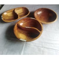Wholesale.handmade Olivenholz Und Borne Inlay Split Schalen Set Von 3.partitioned Holz Kerzen Teig Display.mittelstück Dekor von AssortedAfricanGifts