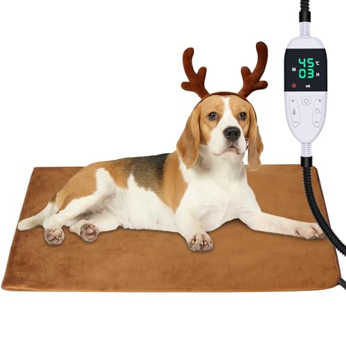 Haustier Heizkissen für Katzen und Hunde - Elektrische Heizdecke Mit 12 Timer, 30-60℃ Einstellbare Temperatur, Heizmatte Wärmedecke - 70 * 45cm von Asstikoo