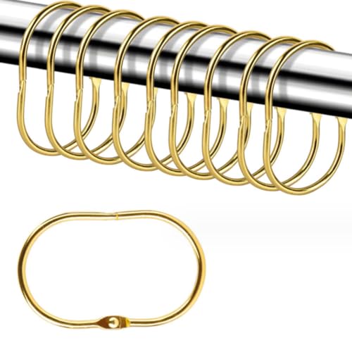 30 Stück Gardinenringe Metall,35mm Vorhangringe,Vorhang Clips,Duschvorhang Metallklammern für Vorhänge und Gardinenstangen (Gold) von AstarFavor