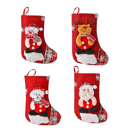 AstarFavor 4PCS Nikolausstrumpf Set Weihnachtsstrümpfe, Weihnachtsbaum Socken Nikolausstiefel Socken Weihnachtsstrumpf Geschenktüte Nikolaussocken Für Weihnachtsfeier Dekorieren von AstarFavor