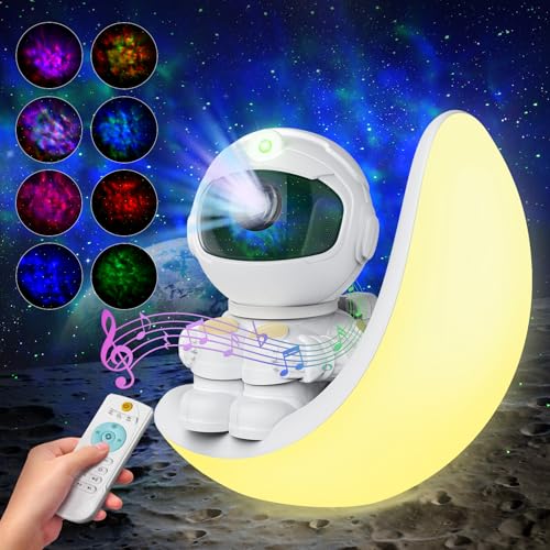 Sternenhimmel Projektor Astronaut Projektor, Galaxy Projector Planetarium Nachtlicht Mondlampe mit Weißes Rauschen, Bluetooth Lautsprecher, Fernbedienung & Timer. Leuchtsterne Kinderzimmer (Weiß) von Astarama