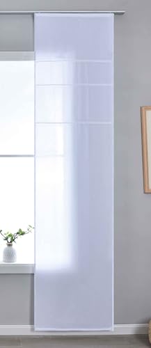 astek Halbtransparente Schiebegardine mit Paneelwagen HxB 245x60 cm Weiß »Leipzig« Kettenmuster lichtdurchlässig Elegante Struktur 202450P von astek