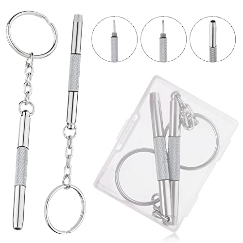 2 Stück Mini Brillen Schraubendreher, 3 in 1 Brillen-Reparatur-Set Edelstahl Screwdriver Schlüsselbund Precision Kleines Schraubenzieher für Sonnenbrillen, Schmuck und Uhren Reparatur von ASTER