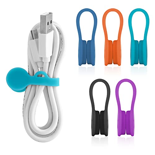 5 Stück Magnetische Kabelbinder Wiederverwendbare 7 cm Silikon Magnet Cable Ties Magnetic Kabel Organizer Kabelmanagement, Multifunktionale Magnet-Kabelbinder für USB-Kabel von ASTER