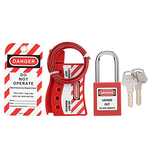Lockout Tagout Lock Kit Elektrisches Lockout/TAGOUT KIT Lockout Lock Set mit Vorhängeschloss Warnschild Schlüssel für Industrie, Schlösser und Zubehör von Astibym