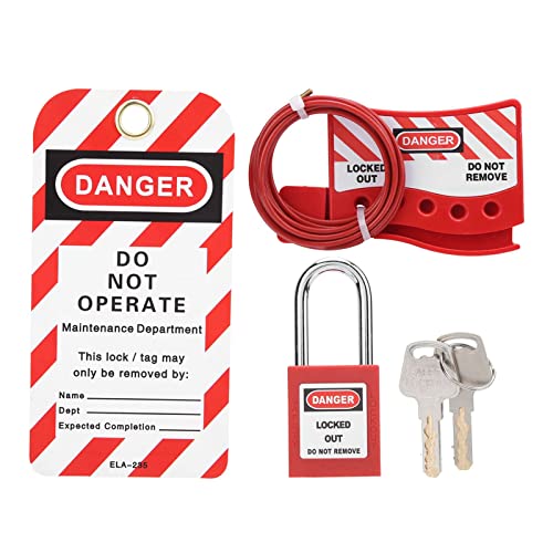 Lockout Tagout Lock Kit Elektrisches Lockout/TAGOUT KIT Lockout Lock Set mit Vorhängeschloss Warnschild Schlüssel für Industrie, Schlösser und Zubehör von Astibym