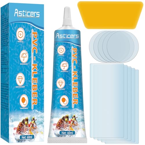 Pool Reparaturset, Heavy Duty Poolfolie Reparaturset, Wasserdichtes Pool Flickzeug, PVC Reparaturset ist für Aufblasbare Gegenständen, Whirlpools, oberirdische Pools, Aufblasbare Spa-Pools (60ml) von Asticers