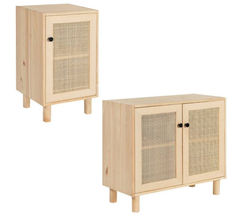Astigarraga Kit Line Kommode Vollholzregal mit Rattan "SENSE", Kommode 1 oder 2 Türen, Sideboard, inklusive Regalbeine von Astigarraga Kit Line