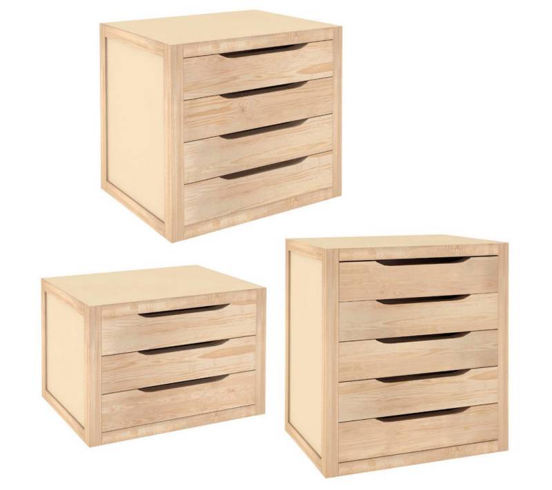 Astigarraga Kit Line Schubladenbox Schubladenblock Natura, Ablagekasten aus Kiefernholz, (Mit drei, vier oder fünf Schubladen) von Astigarraga Kit Line