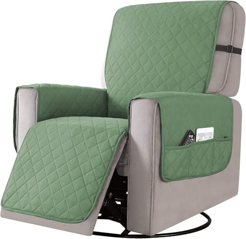 Liegesofa Sesselbezug, esselschoner Sesselauflage, Sesselschoner mit Taschen, Fernsehsessel Schutzbezug Anti-Rutsch für Zuhause mit Kindern und Haustieren Hund (Grün, Klein) von Astis