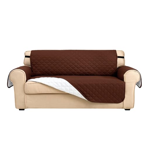 Liegesofa Sesselbezug, esselschoner Sesselauflage, Sesselschoner mit Taschen, Fernsehsessel Schutzbezug Anti-Rutsch für Zuhause mit Kindern und Haustieren Hund (Kaffeefarbe, 3 Sitzer) von Astis