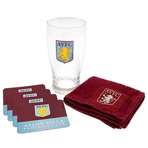 Aston Villa FC Wordmark Bierglas-Set, Weinrot / Blau, Einheitsgröße von Aston Villa F.C.