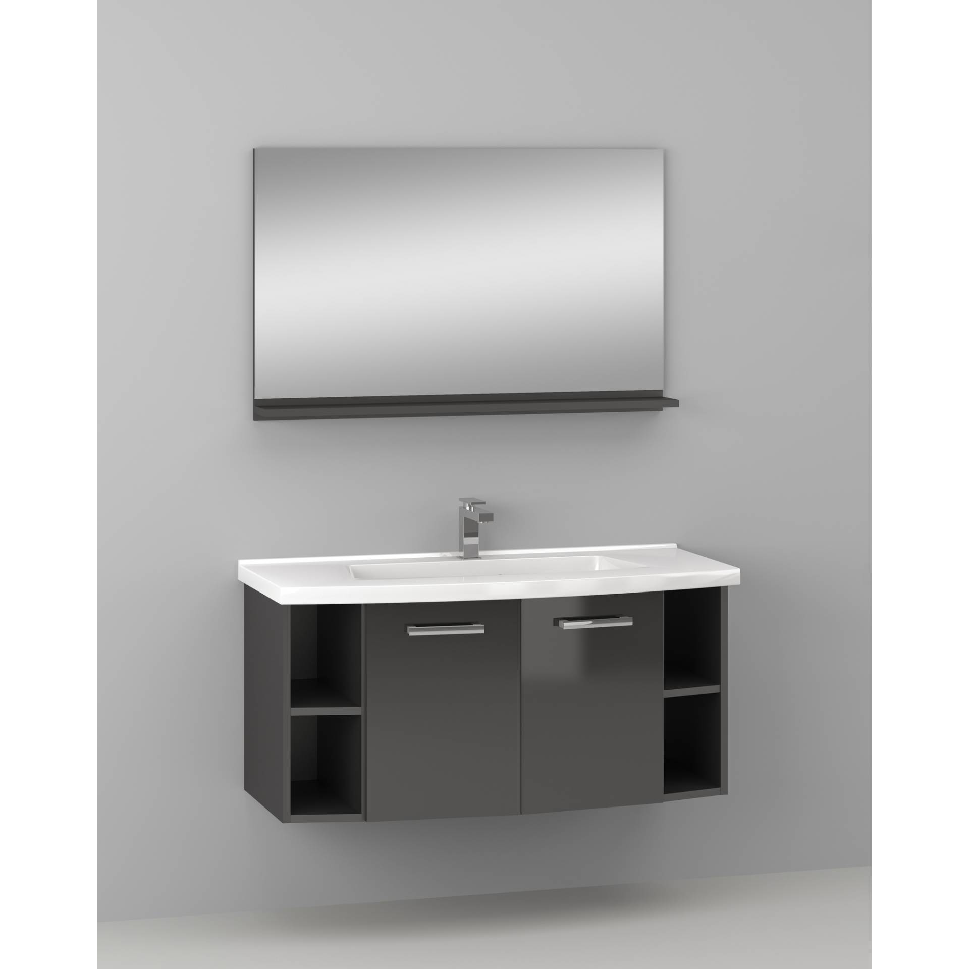 Astor Badmöbelset 'Novi' anthrazit glänzend, Mineralgussbecken 3-teilig, 109 x 51 x 48 cm Astor Badmöbelset 'Novi' anthrazit glänzend, Mineralgussbecken 3-teilig, 109 x 51 x 48 cm von Astor