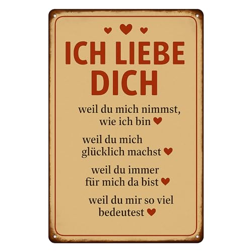 Ich liebe Dich Schild- Blechschild, Metallschild - 20x30cm - Schild für Innen- und Außenbereich, wetterfest - leichte Montage - Liebesschild - Geschenk für Ihre Liebsten von AstraDesign