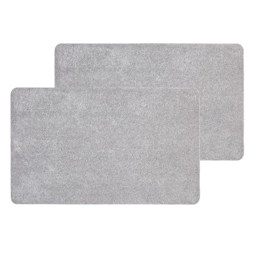 Fußmatte innen rutschfest - Pflegeleichte Schmutzfangmatte waschbar - PVC-freie Sauberlaufmatte - saugstarker Türmatte hellgrau 60x100 cm 2er Set von Astra