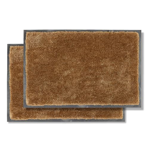 Fussmatte innen rutschfest - Schmutzfangmatte super weich - Läufer Flur waschbar per Hand - Türmatte pflegeleicht - Fußmatte Kupfer 2er Set 80x120cm von Astra